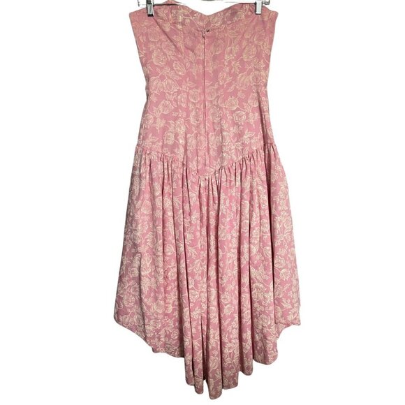 Vintage Handmade Pink and White Floral Ruffle Dress Size 10-12 - Picture 2 of 8